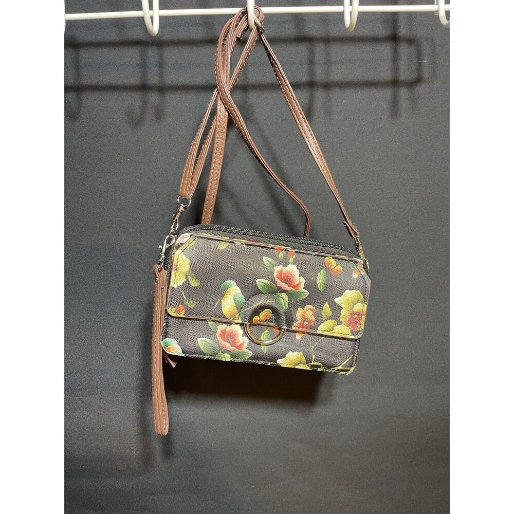 Neoprene Floral Checkbook And Wallet Phone Pocket Black Floral